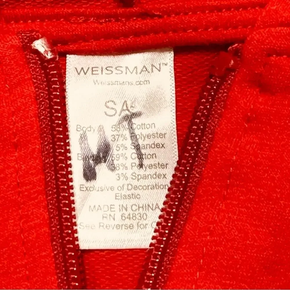 Weissman red dance hiphop hoodie front zipper side pockets AS like new condition